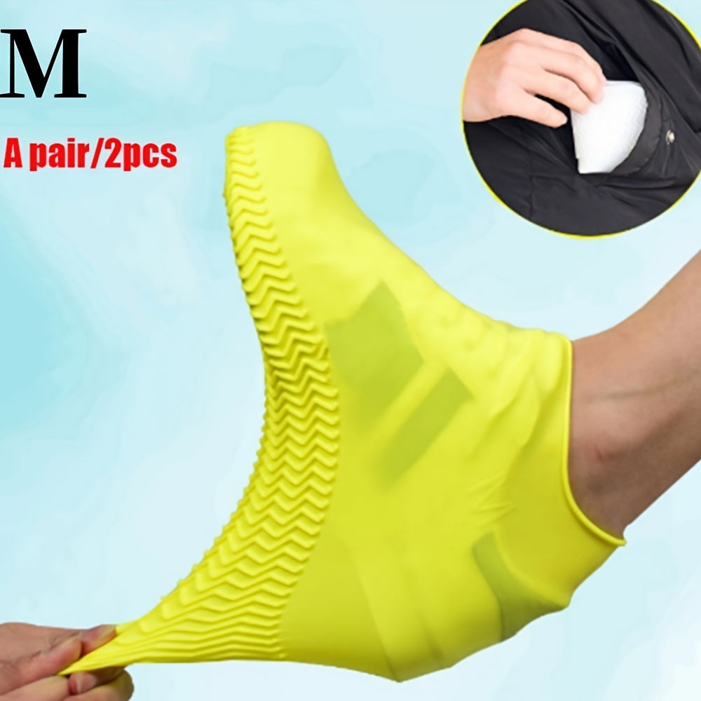 2pcs Silicone Waterproof Rain Boot Covers Non-slip Dust Shoe Protectors