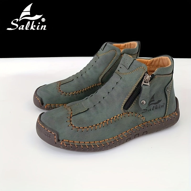 Women's Leather Short Boots Casual Outdoor Flat Booties