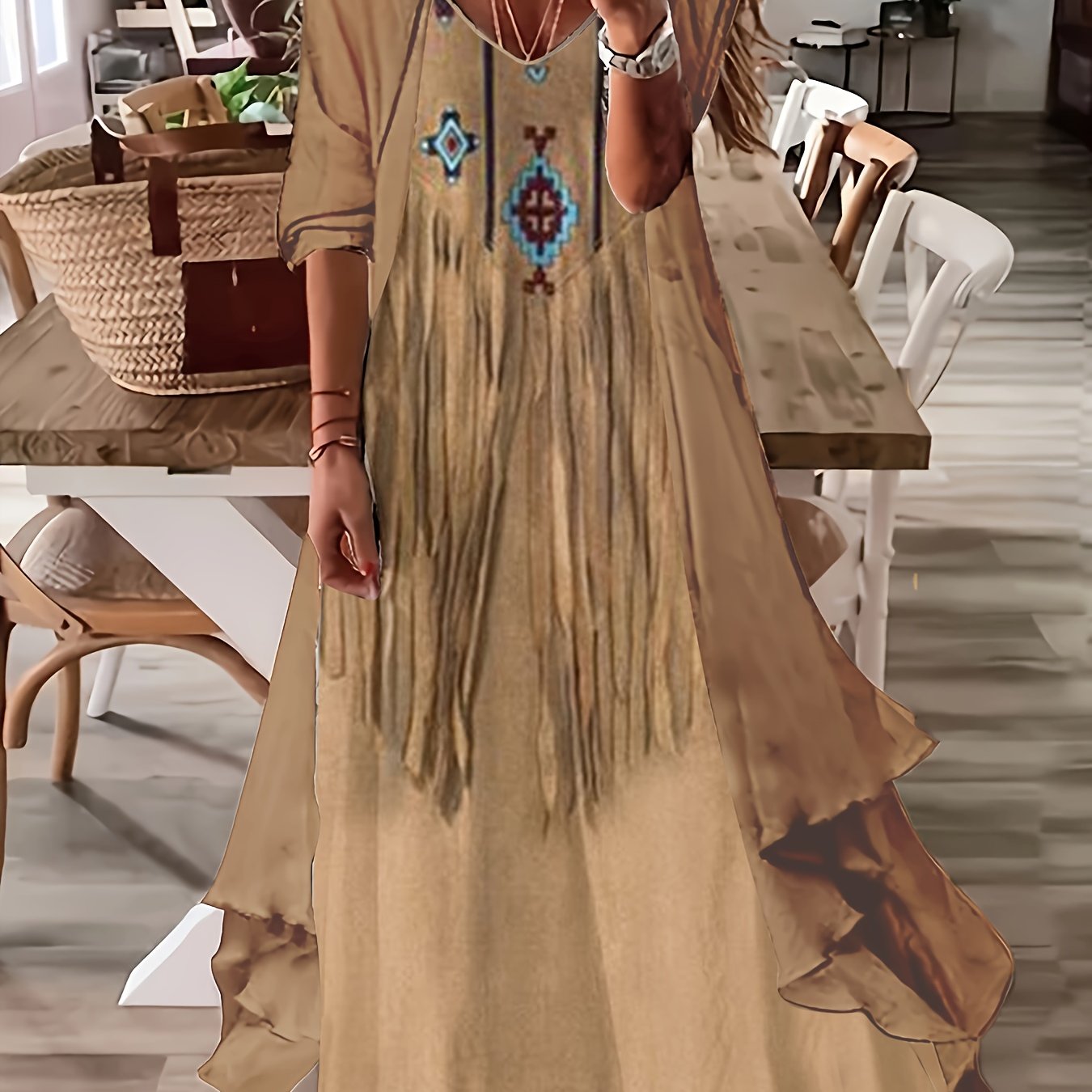 Vintage Floral Printed Short Sleeve Dress with Pleats and Fake Two-Piece Design