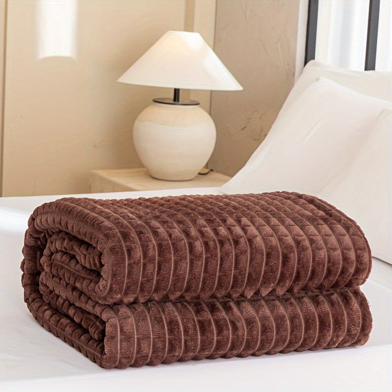 Reversible Flannel Blanket for All Seasons Checkered Bed Cover Soft and Easy to Clean