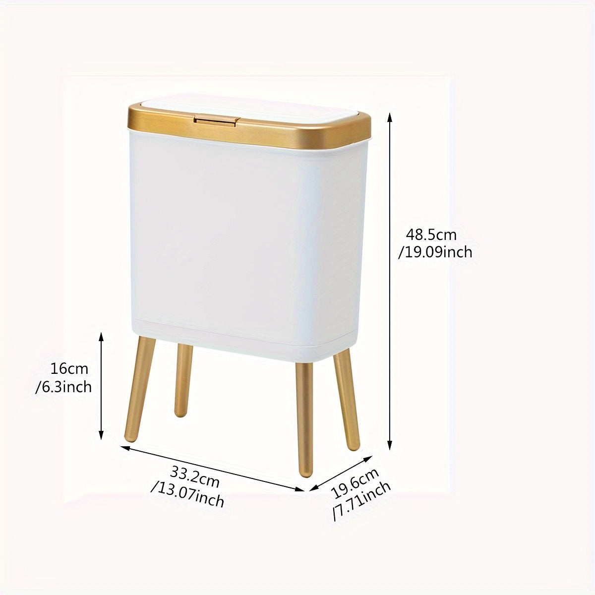 Мусорное ведро большой емкости на 15 литров с подъемным кронштейном, крышкой с нажимным механизмом, защитой от запахов, прямоугольным и стильным дизайном для различных用途. Доступно в 3 цветах.