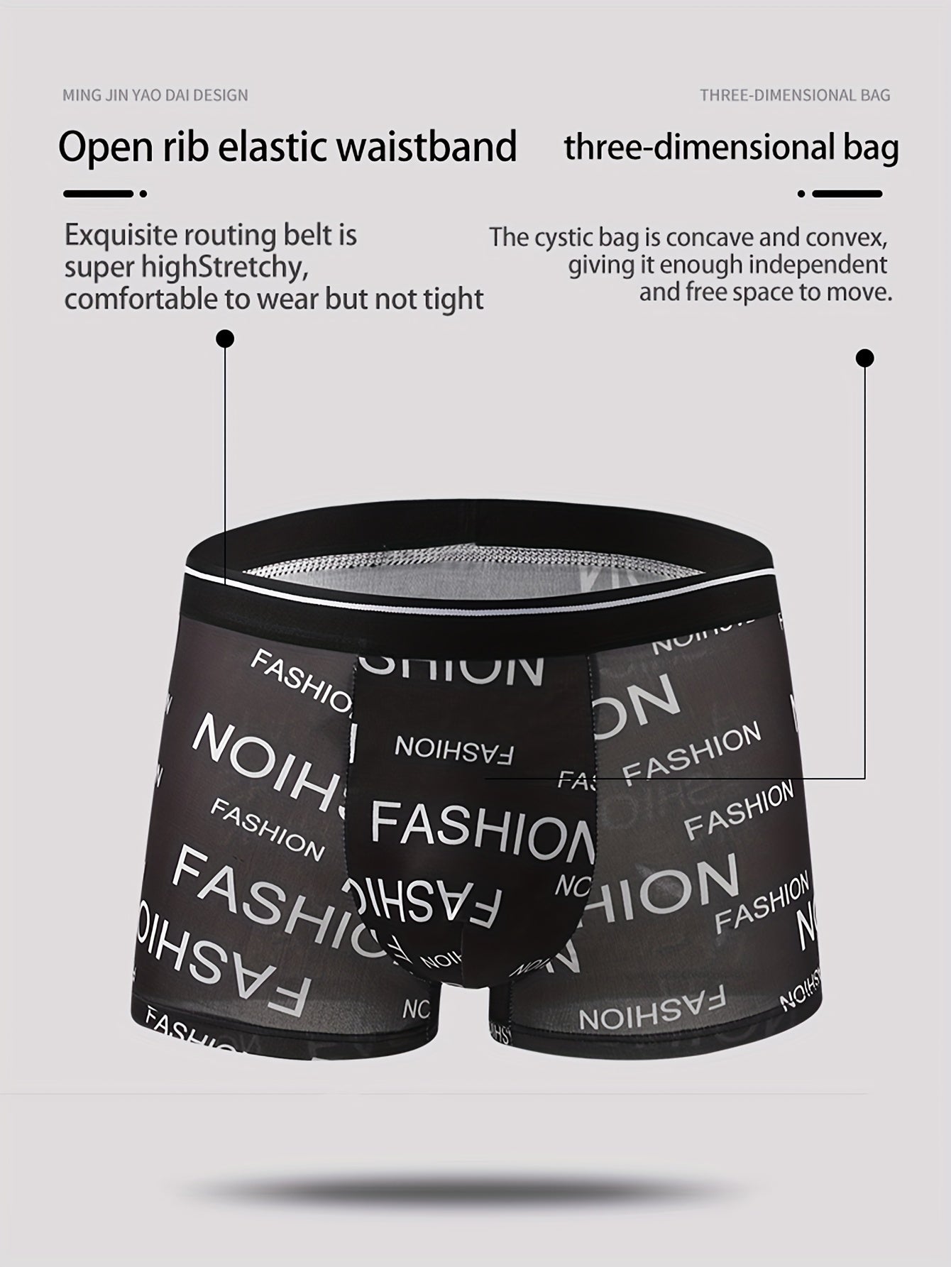 Men's Boxer Briefs 4 Pack Breathable Letter Print Polyester Spandex Knit Underwear