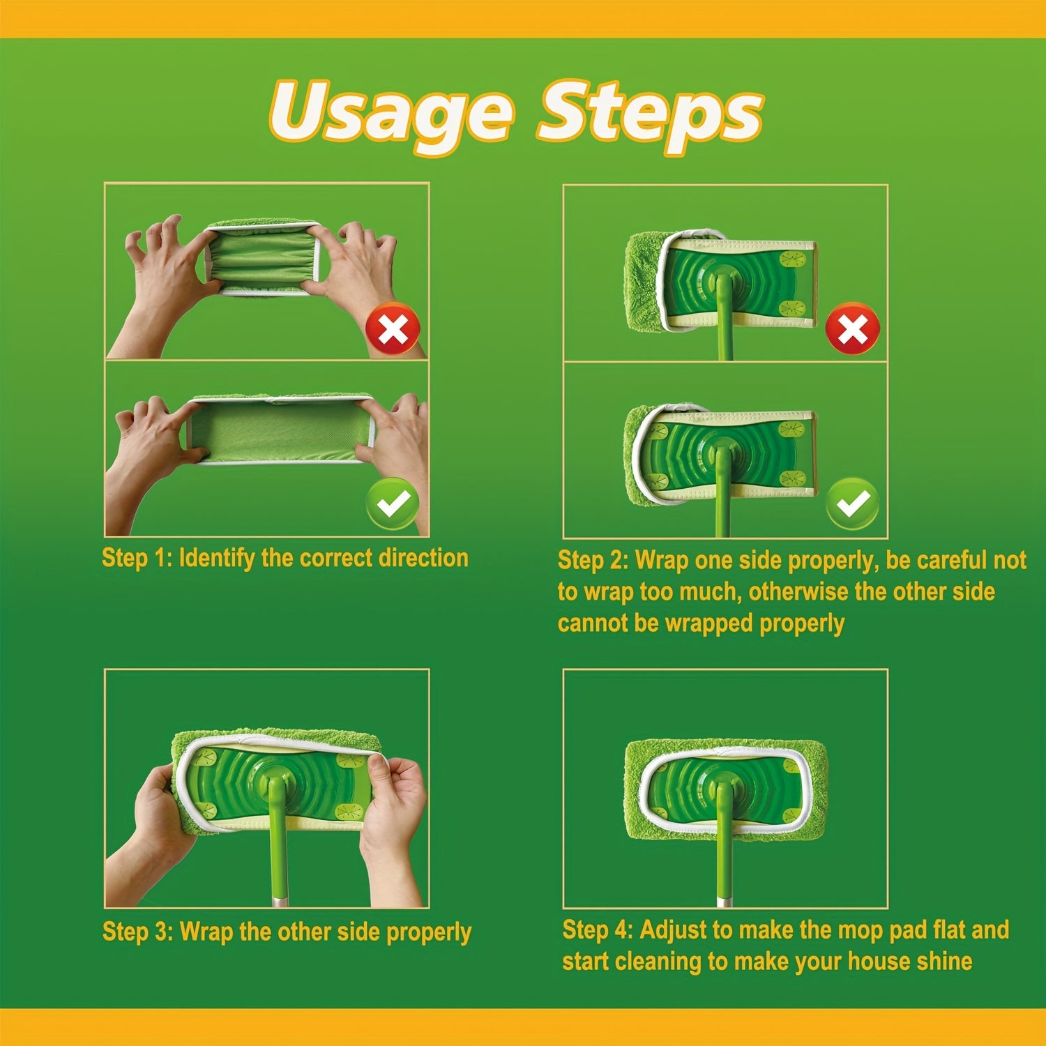 Mikrofiber mop almashtirish yostiqchası tekis polni yuvish uchun, yuviladigan, bardoshli, ho'l va quruq foydalanish uchun