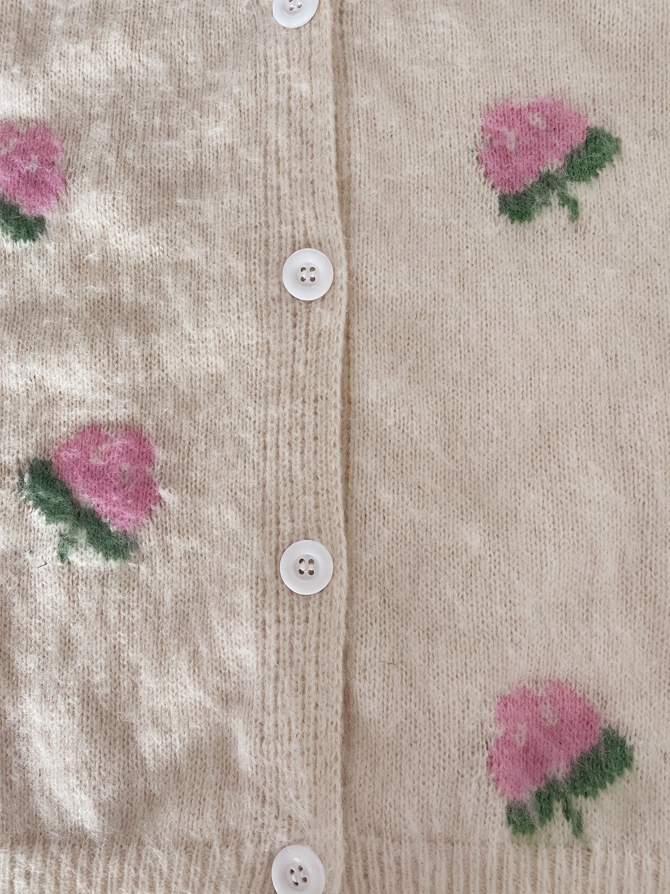 Plus Size Women's Open Front Cardigan Sweater with Fruit Pattern All-Season Layering