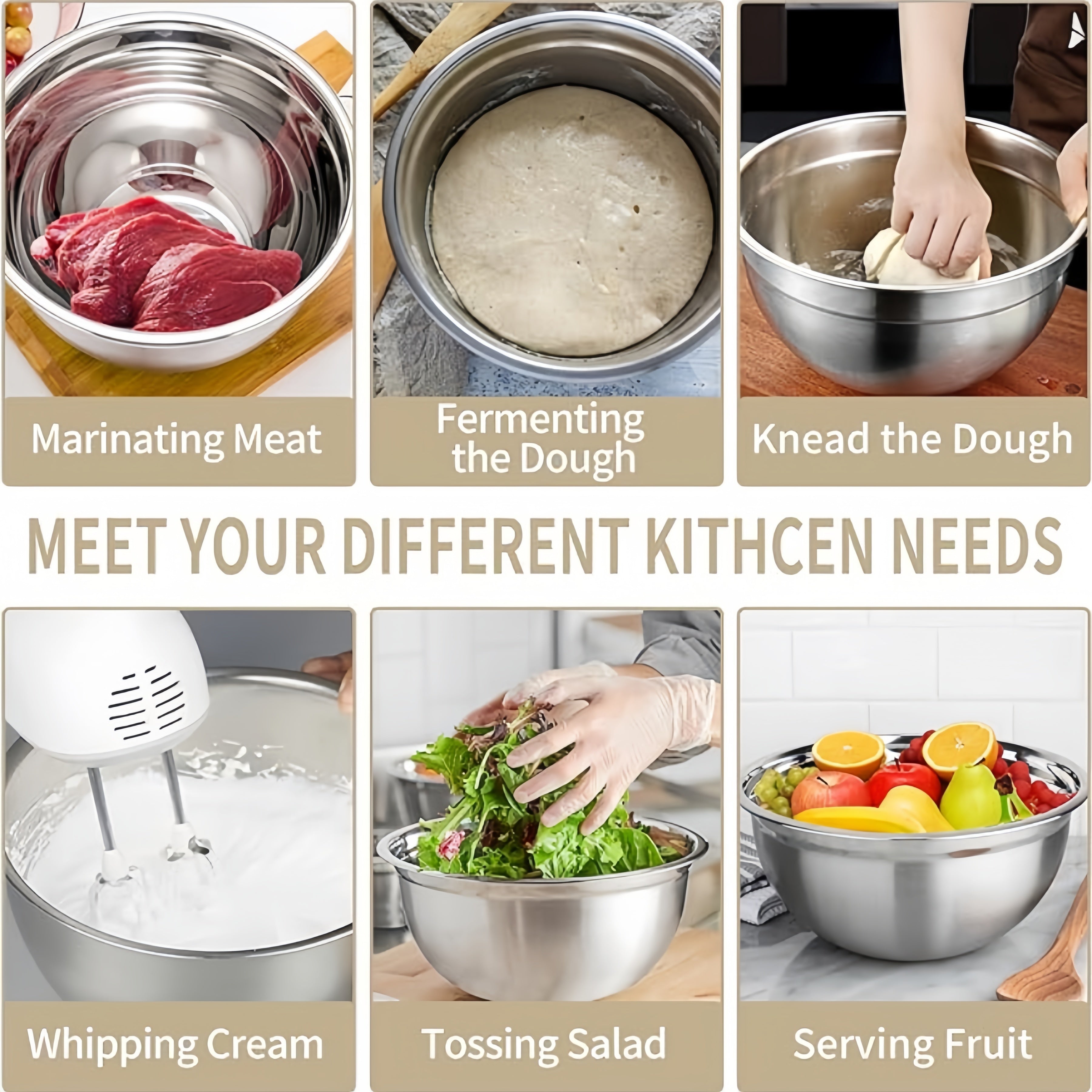 Juego de 14 cuencos de acero inoxidable con tapas selladas para almacenamiento de alimentos y preparación de comidas