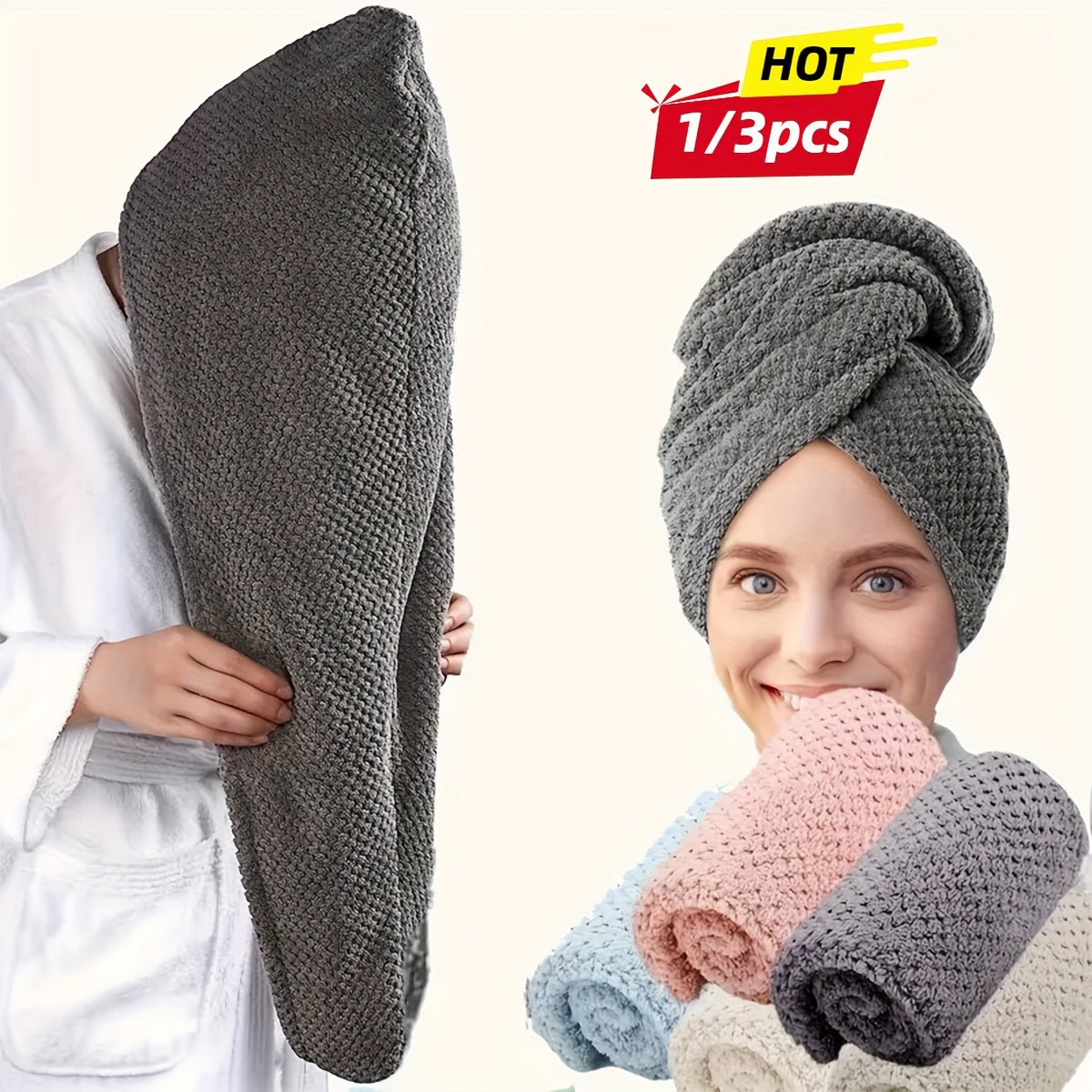 Microfiber Hair Towel Wrap for Women Quick Dry Super Absorbent Curl Enhancing