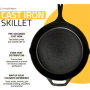 Deep Frying Pan 25.91cm Non-Stick Cast Iron Skillet for Gas and Induction