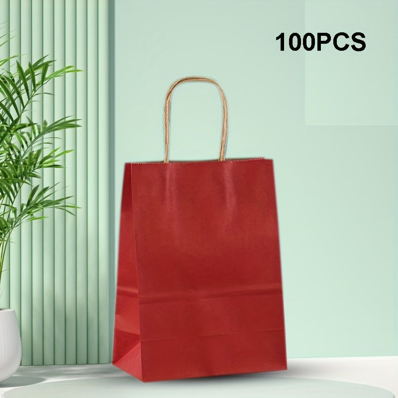 100 Pieces Kraft Paper Bags 15cm x 8cm x 21cm for Gift Packaging Shopping Takeout