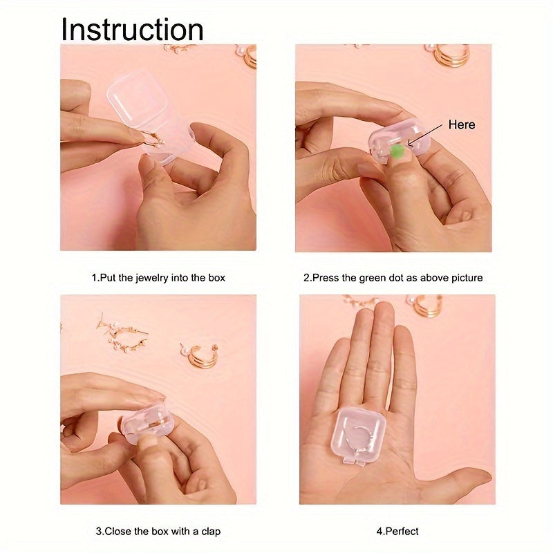 Juego de 10 cajas de almacenamiento de joyería de plástico transparente para objetos pequeños