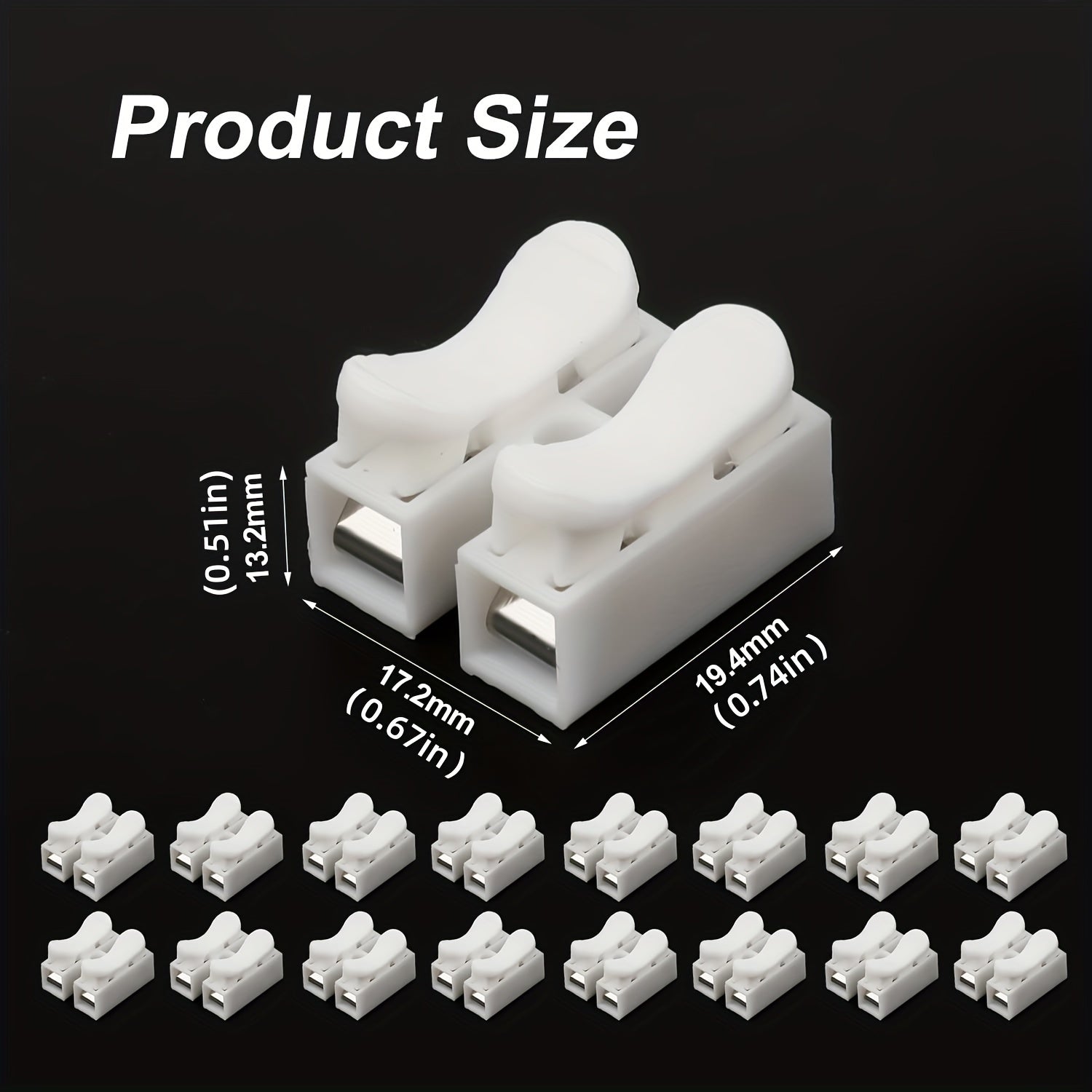 50pcs Wire Connectors Dual Pin Spring Clamp Terminals White for Electrical Projects