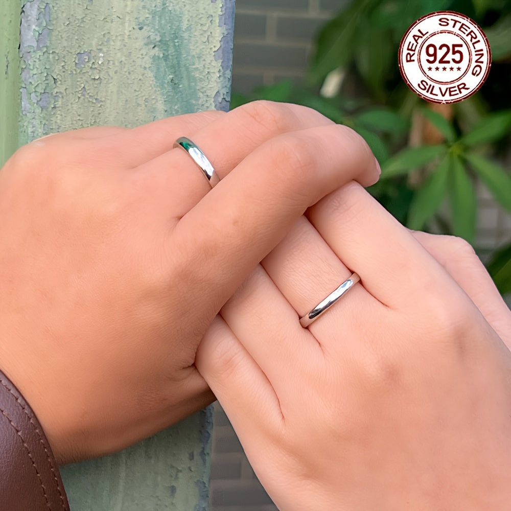 Sterling Silver Adjustable Engagement Ring Set Hypoallergenic Round Bands for Couples