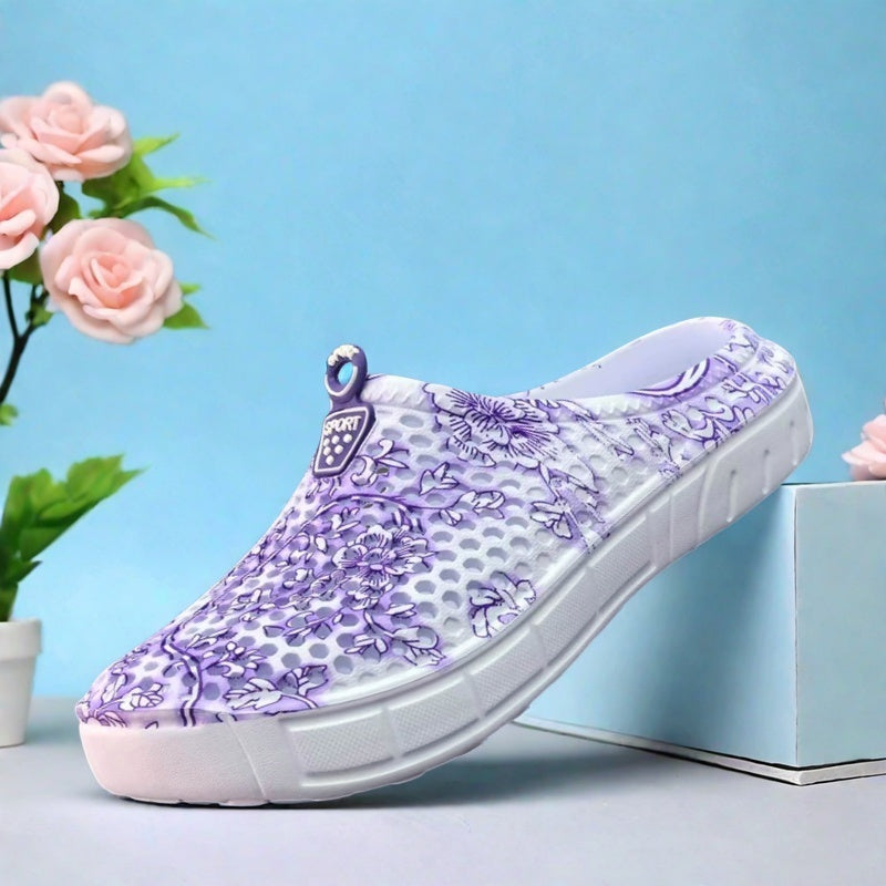 Women's EVA Clogs with Floral Design Slip-On Shoes for Comfortable All-Day Wear
