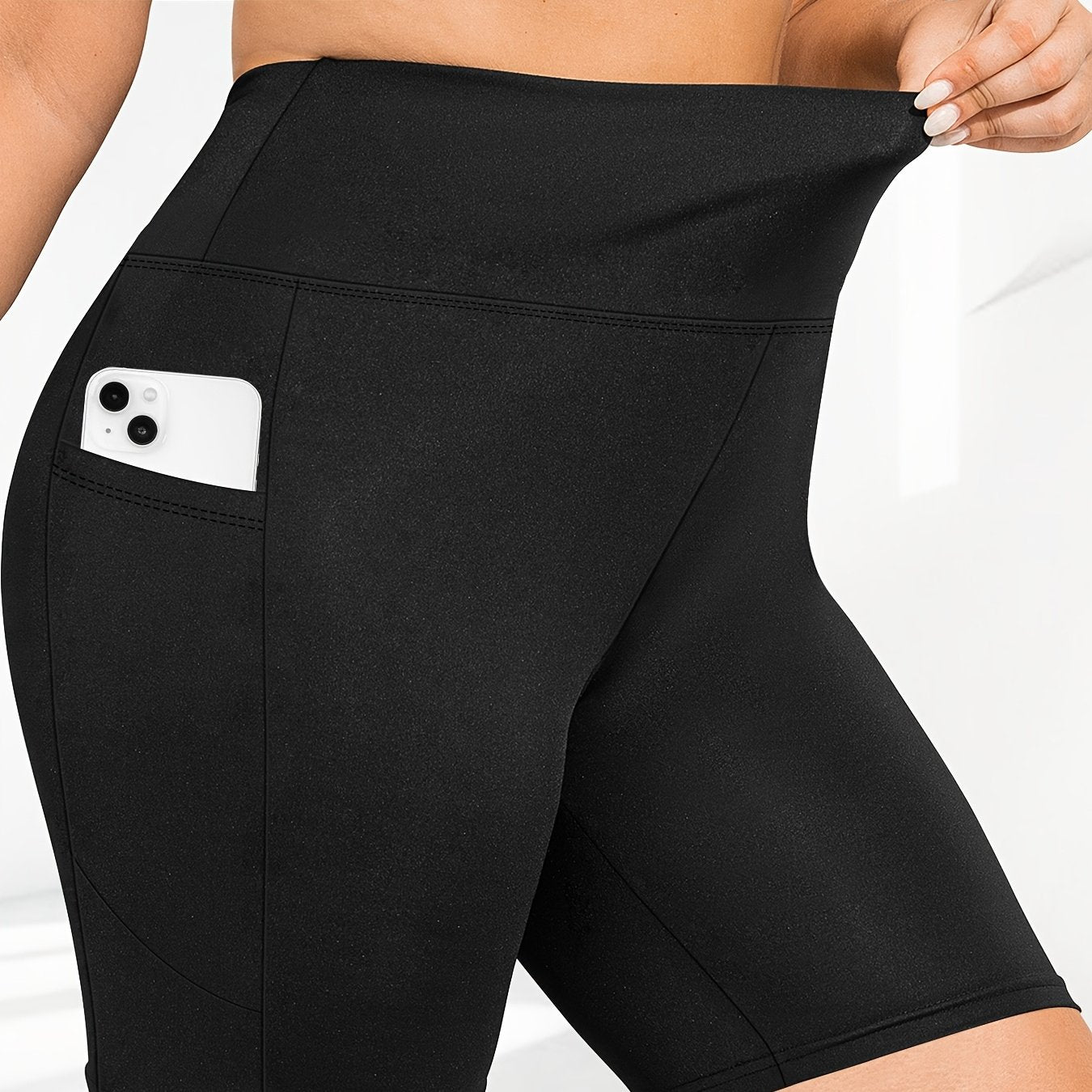 Женские шорты для йоги с высокой талией и карманами, дышащие с эластичной тканью