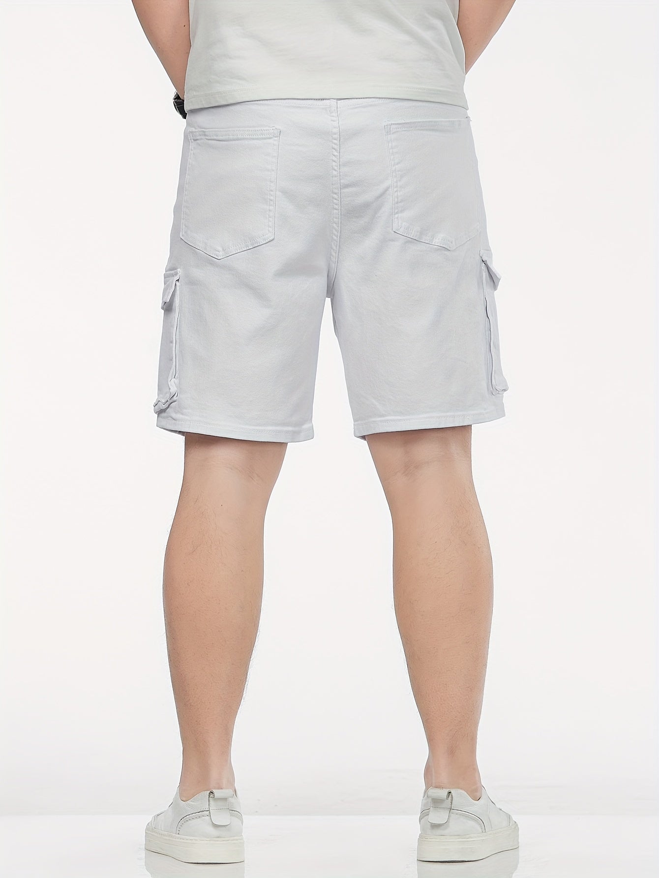 Men's Plus-Size Cotton Denim Shorts with Pockets Slim Fit Casual