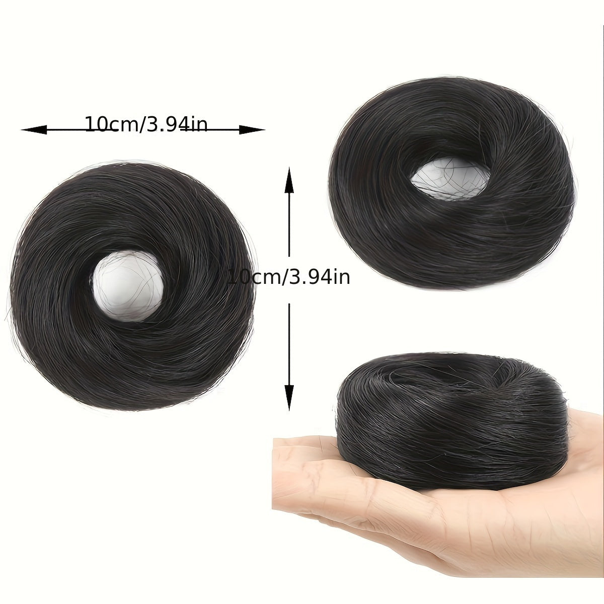 Women Synthetic Hair Bun Ponytail Extension 3-Inch Elastic Donut for Casual and Party Wear