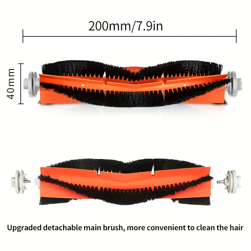 Xiaomi 1C/2C/1T Dreame F9, Mijia 1C STYTJ01ZHM ajratiladigan asosiy cho'tka vakuum tozalagich uchun aksessuarlar to'plami - 9 dona: 2 ta asosiy cho'tka, 4 ta filtr va 3 ta yon cho'tka almashtirish zaxira qismlari.