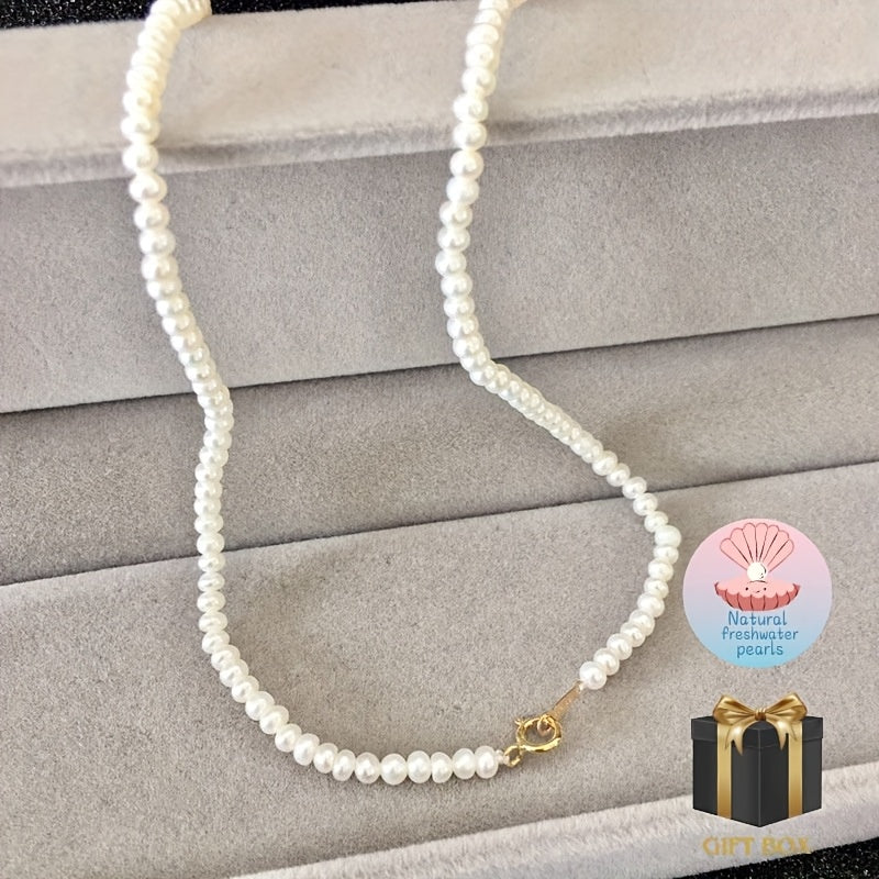 Collar de perlas de estilo bohemio con perlas naturales, caja de regalo para fiestas y uso durante todo el año