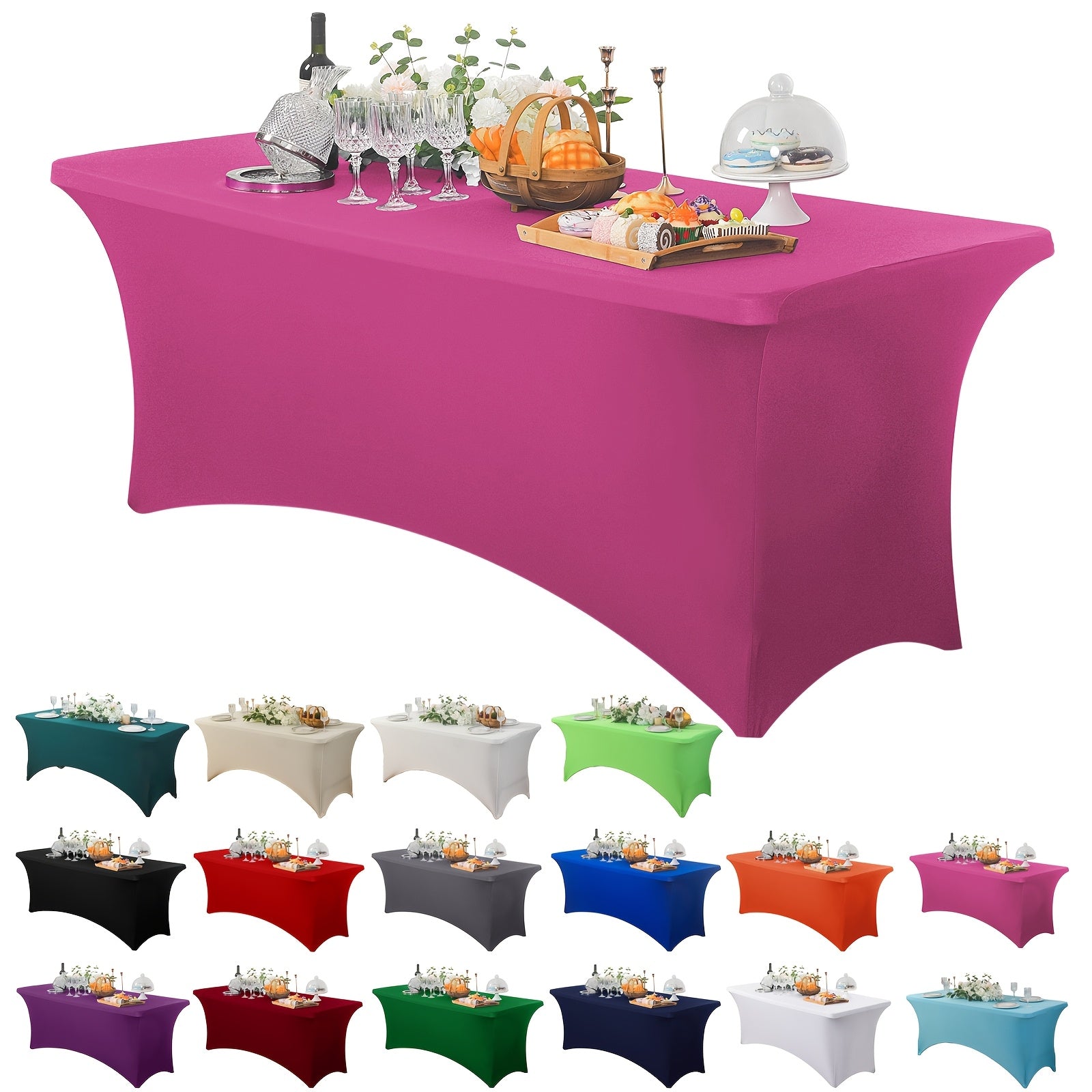 Stretch Spandex Tablecloth for Weddings Parties and Events Durable Polyester Blend Mixed Color