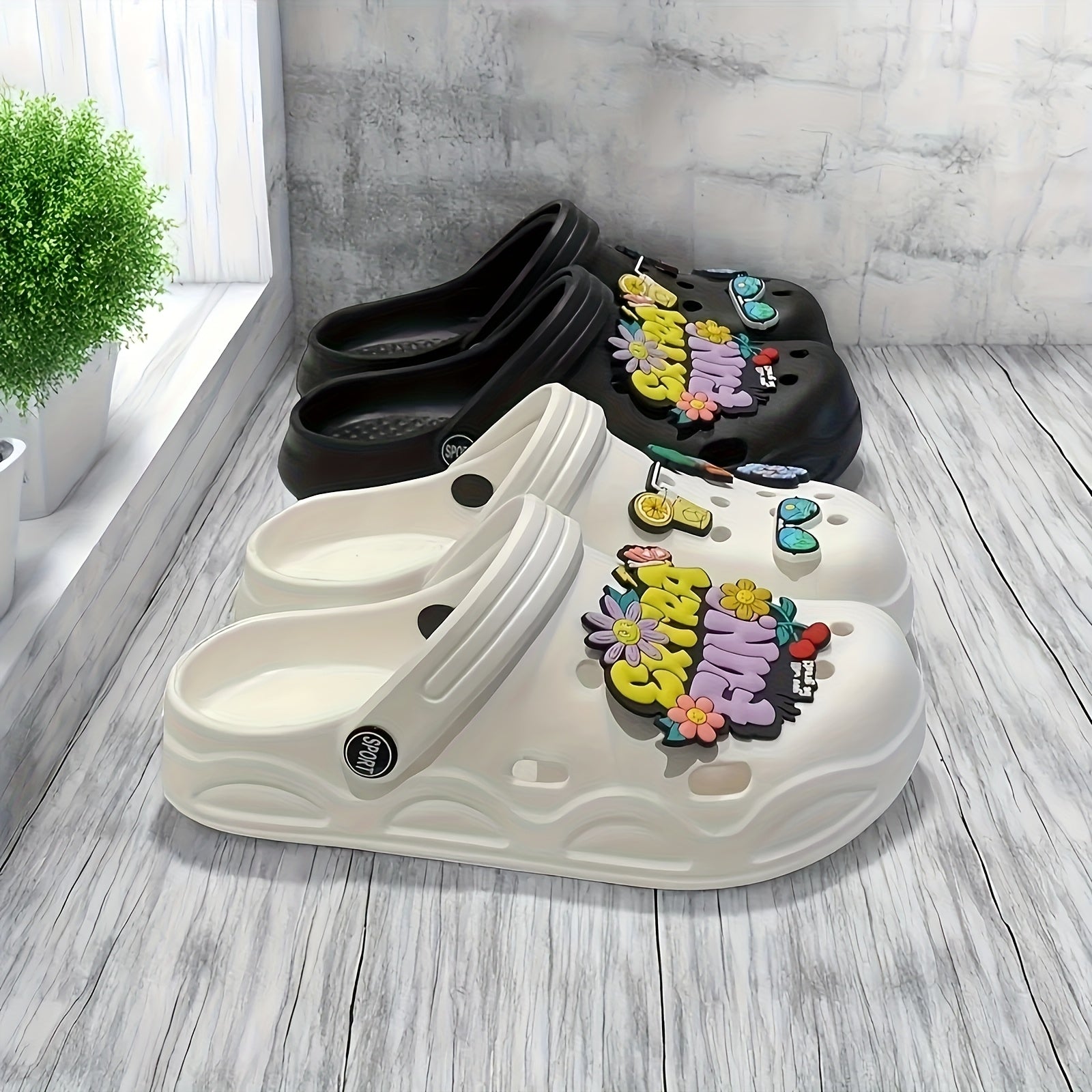 Women's Summer Beach Sandals Eva Flat Sole White Casual Slip-On Shoes