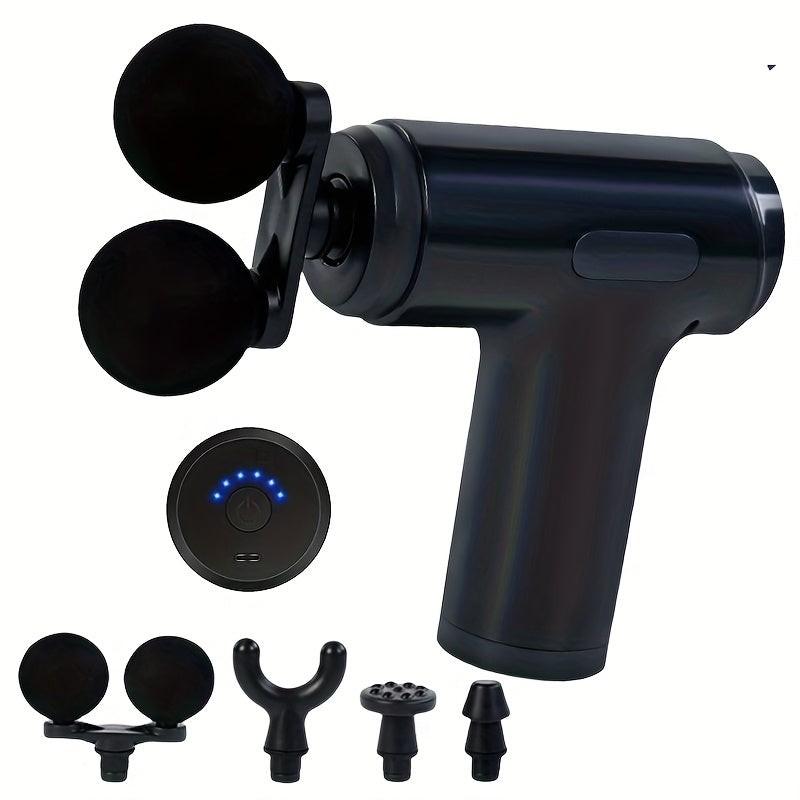 Mini Electric Massager with LCD Display 4 Heads 6 Speeds Rechargeable Battery