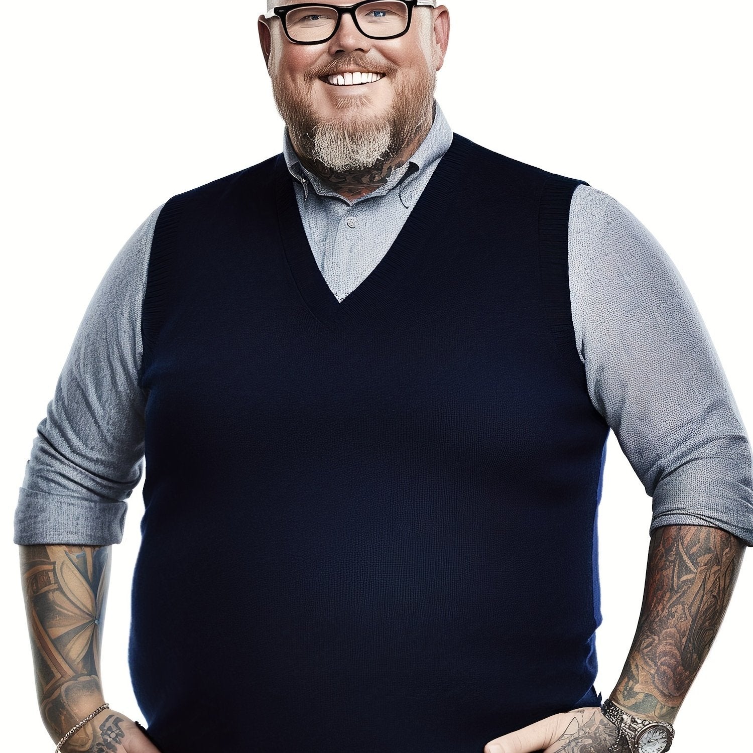 Erkaklar uchun Katta O'lchamdagi Yengsiz Trikotaj Sviter Vest, Qora Yashil rangda, V-shaklidagi detali bilan. Golf va Ofis Kafesi uchun ideal, Mashinada yuvish mumkin, Zamonaviy Chiziqli Qo'ltiq joylari, mustahkam Spandexdan tayyorlangan.