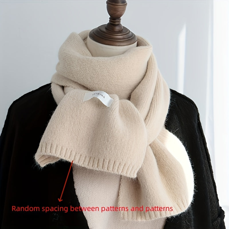 Men's Knit Wool Scarf Thick Warm Solid Color Autumn Winter Fashion