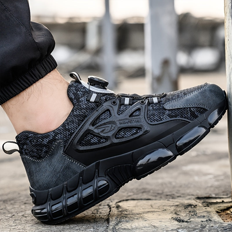 Men's Steel Cap Work Shoes Durable Safety Outdoor Anti-Penetration Counter-Smash Mid Top