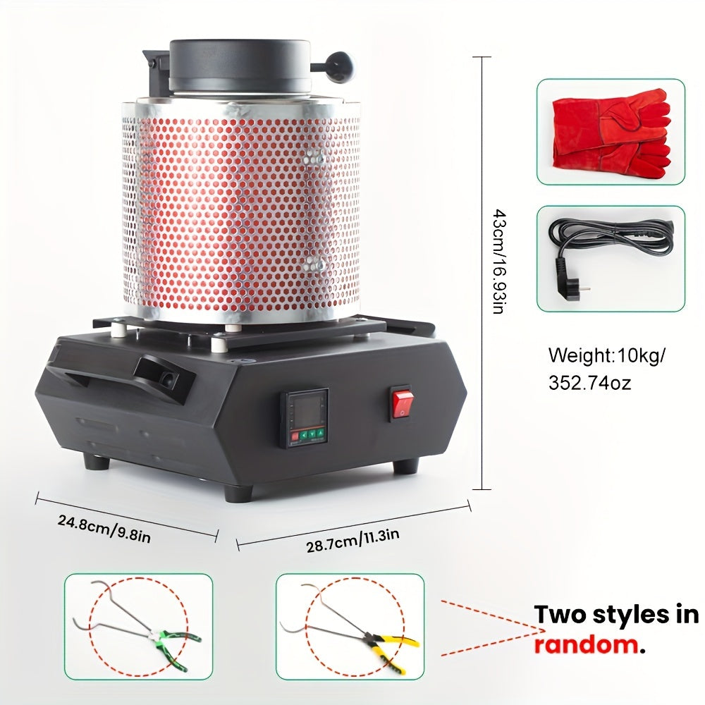 3kg Metal Melting Furnace Kit with Stainless Steel Crucible and Ceramic Insulation