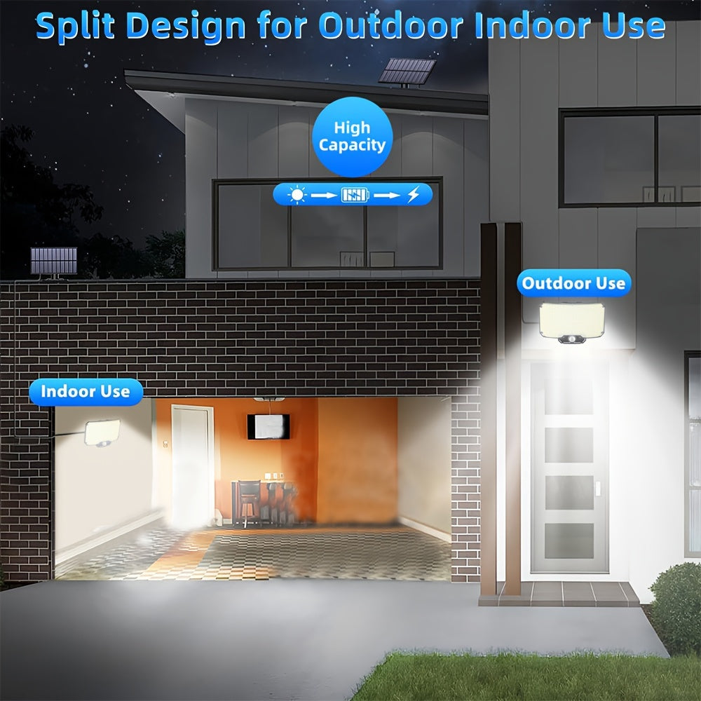 Luz solar exterior con sensor de movimiento, control remoto, 3 modos, cable de extensión para patio, porche y jardín