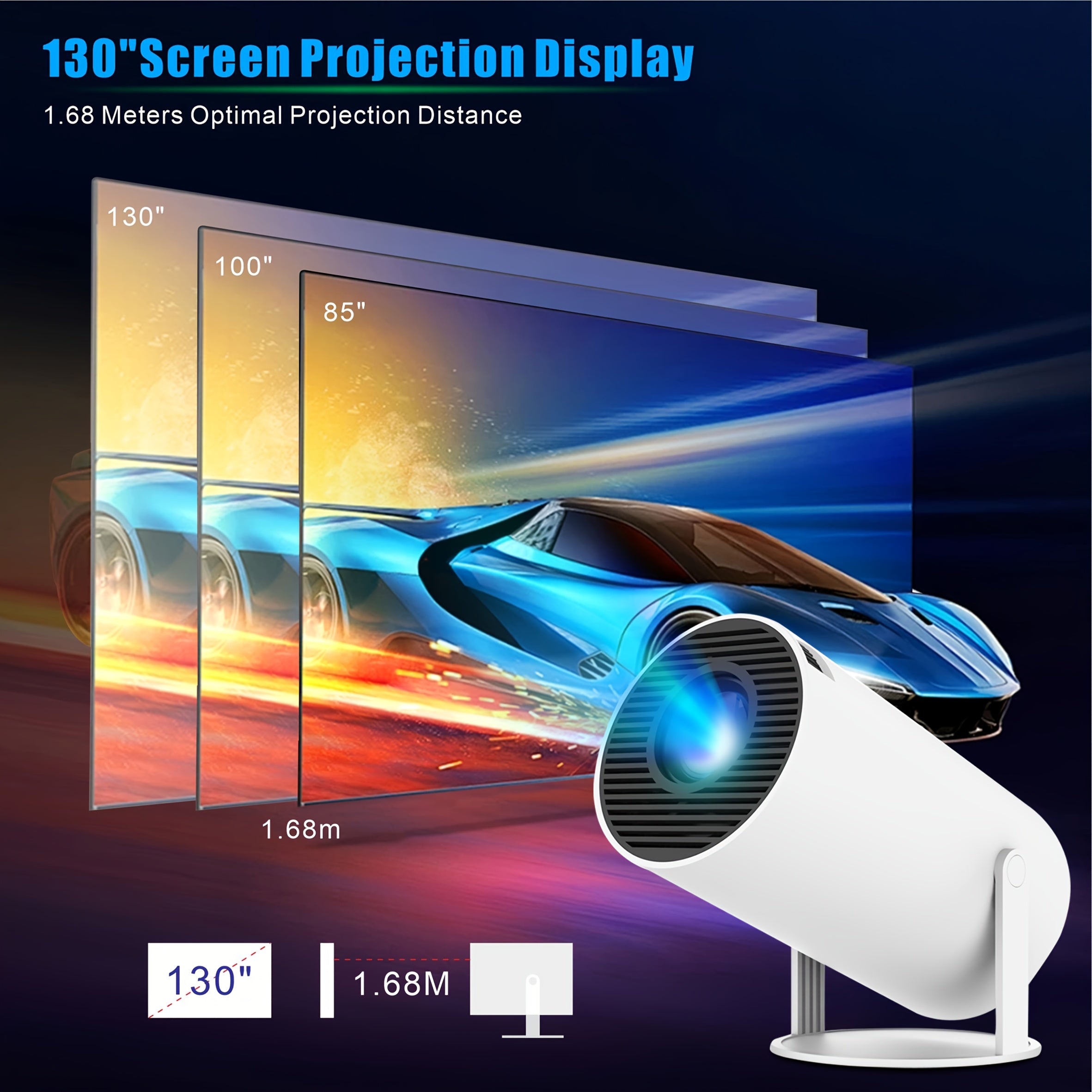 Portable 4K Ultra HD Projector with Android 11 Wireless Home Theater 200ANSI Brightness
