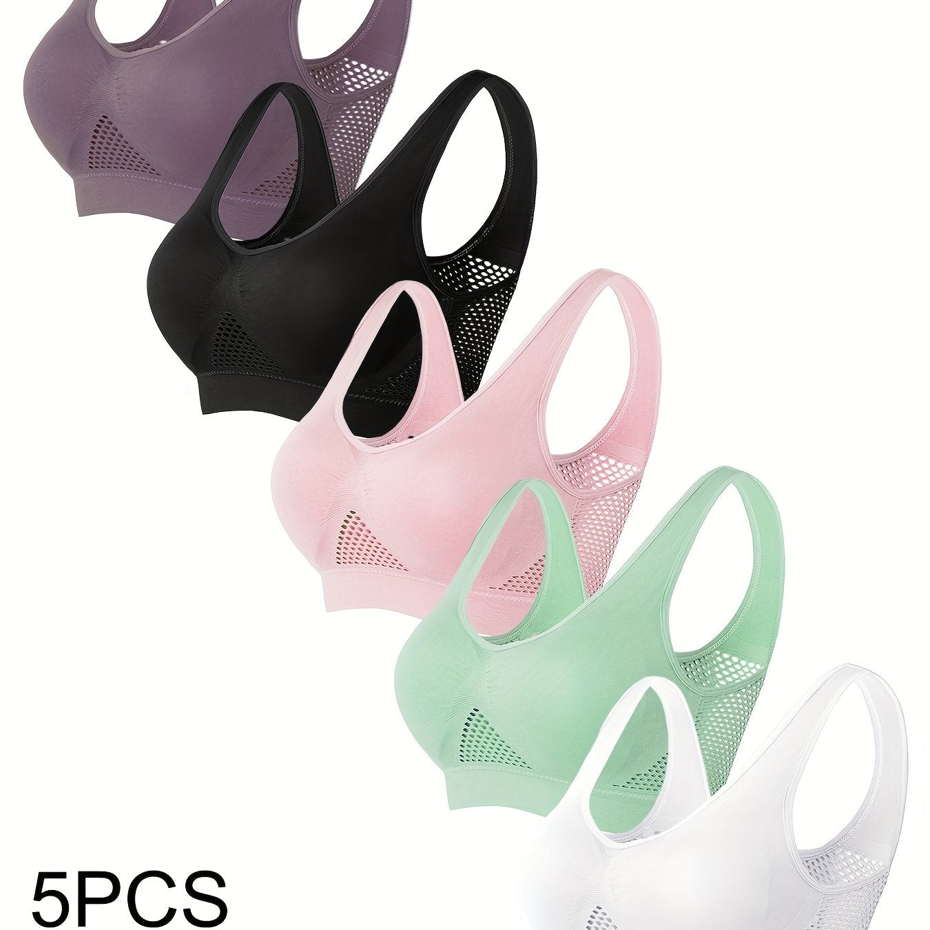 Women's Sports Bras Set Mesh Breathable High Elasticity Yoga Running Vest