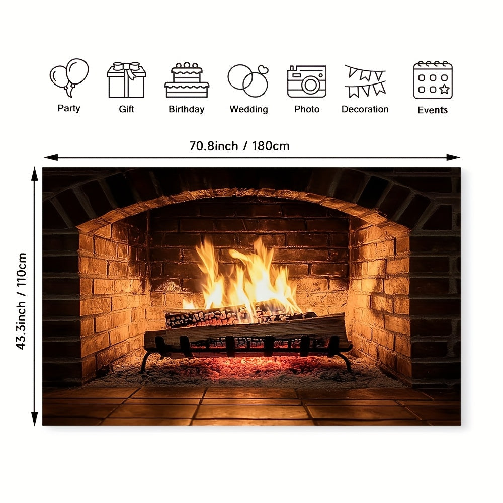 Elegant Polyester Fabric Backdrop for Living Room Fireplace Holiday Decor