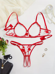 Women's Sheer Mesh Lingerie Set with Open Crotch