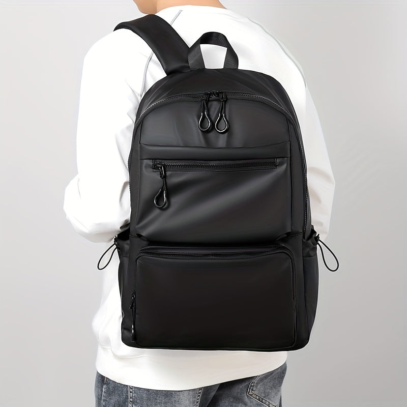 Men's 14-Inch Polyester Laptop Backpack for Travel Casual and School Black
