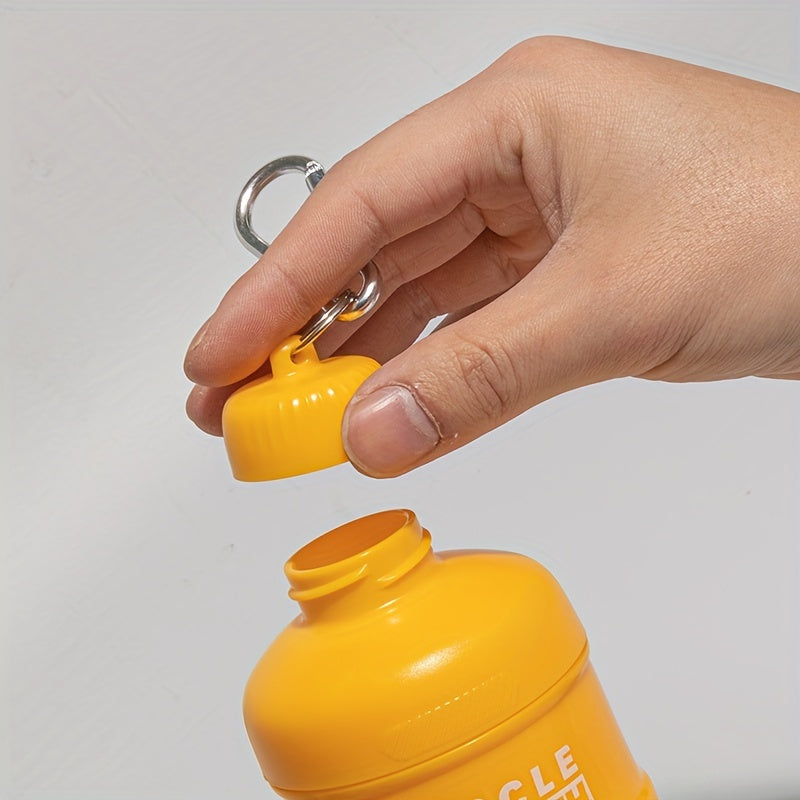 Portable Protein Powder Container with Multi-Tier Plastic Bottle and Keychain for Gym and Outdoor Sports