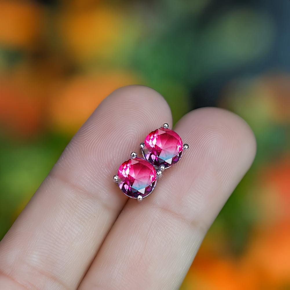 Zarif Sterling Silver Tourmaline bilaguzuklari, 925-diametrli dumaloq bilaguzuklar, ko'p rangli qimmatbaho toshlar bilan, gippoallergen, ayollar va o'smirlar uchun mukammal, 6-8 mm diametr