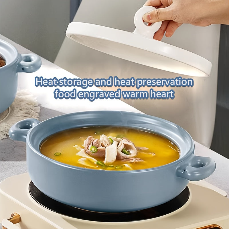 White Soup Pot 4L with Blue Lid, Durable, Gas and Induction Compatible