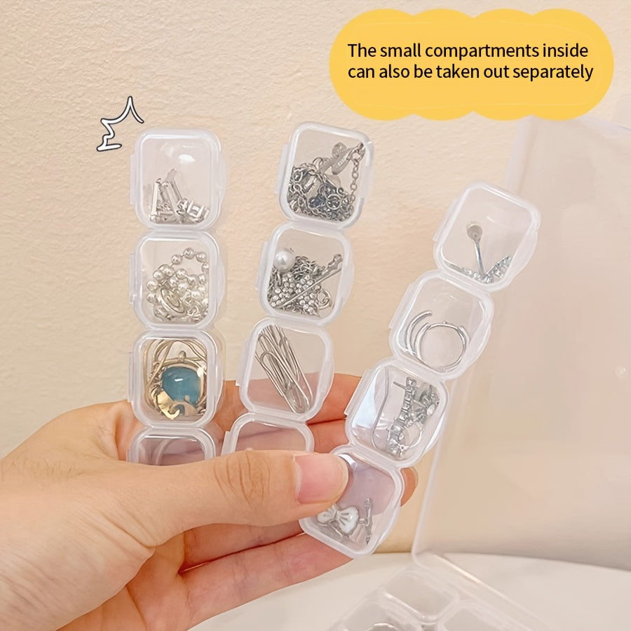 Multi-Compartment Jewelry Organizer with Lid for Cosmetics Beads and Pills Stackable Space-Saving Storage