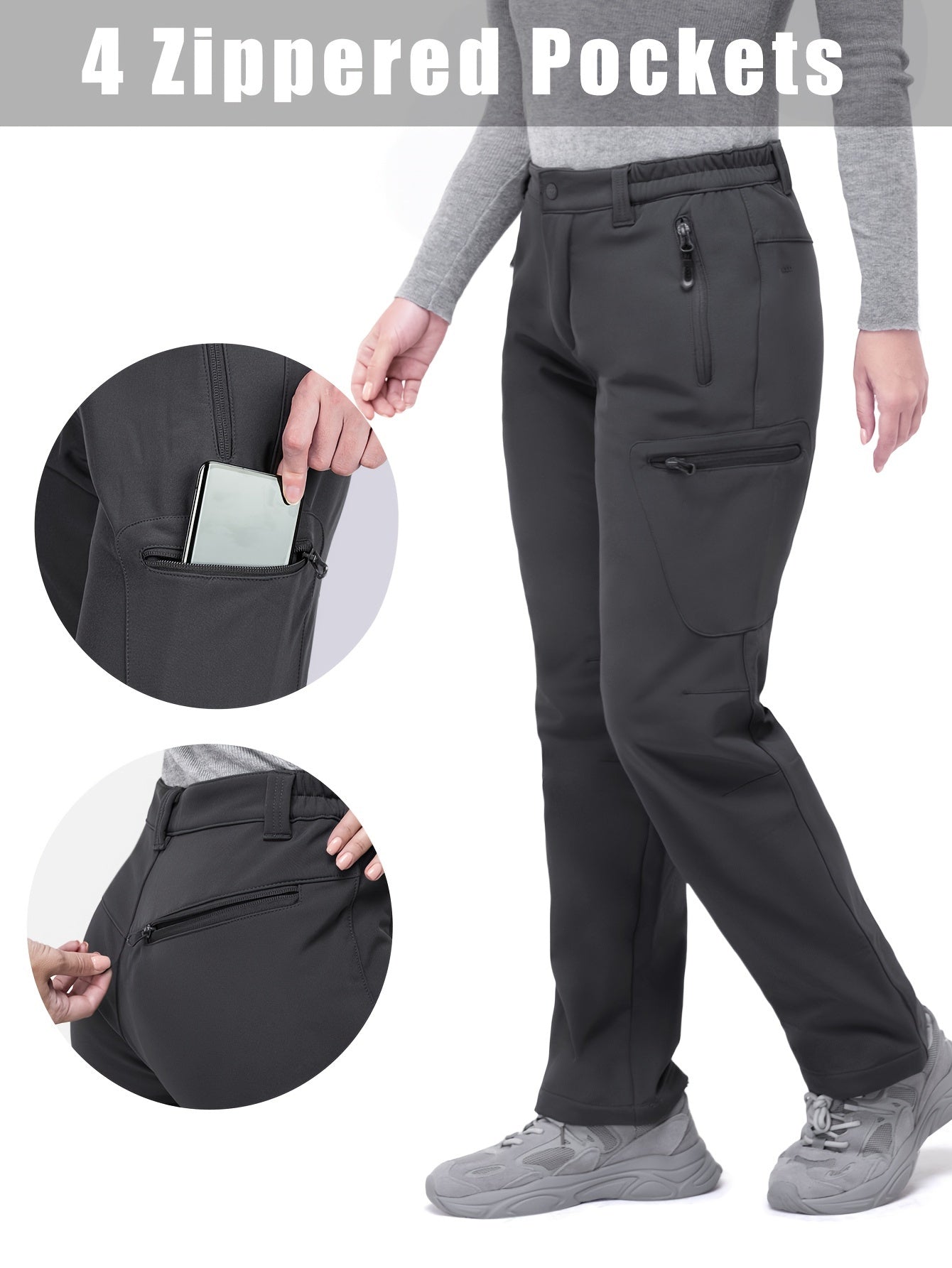 Women's Fleece-Lined Snow and Ski Pants Windproof Warm Outdoor Plus Size