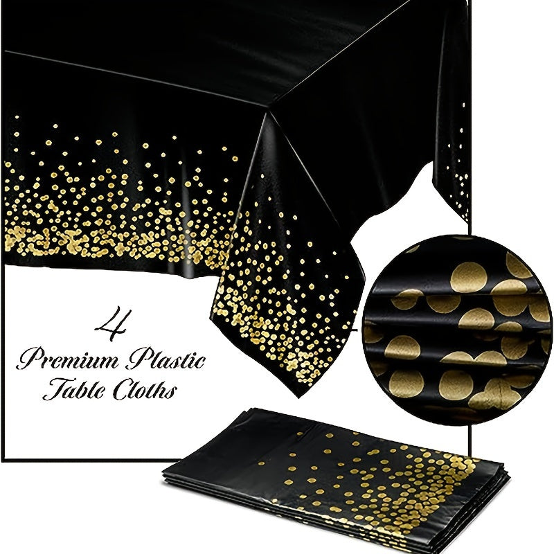Black and Gold Dot Tablecloth for Parties and Events Easy to Clean Eco-Friendly 60x84 Inches