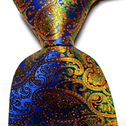 Мужской галстук с пейсли золотой, синий, черный классический принт для деловой вечеринки, свадьбы