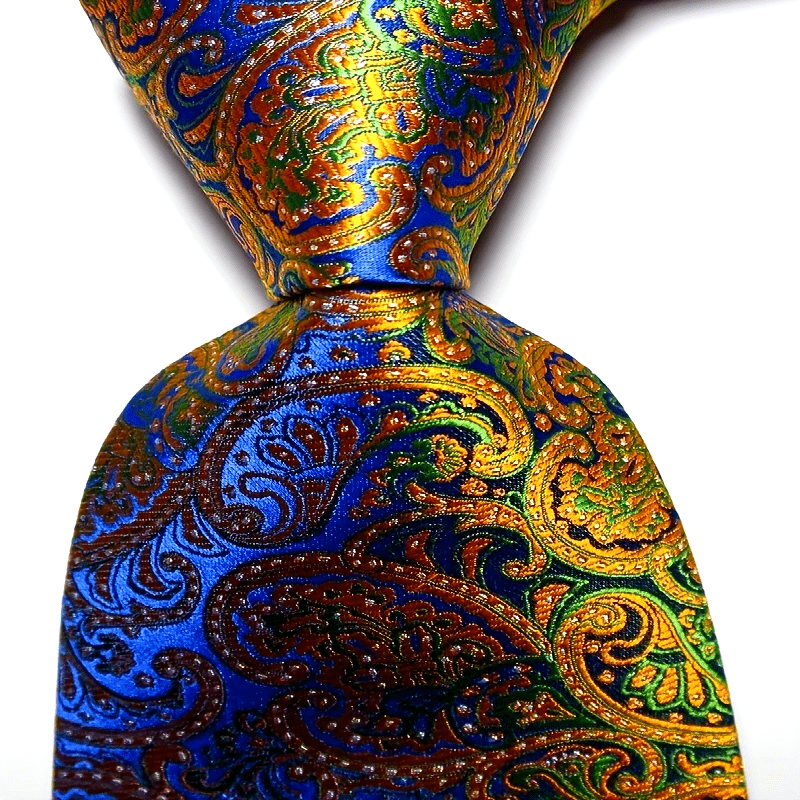 Мужской галстук с пейсли золотой, синий, черный классический принт для деловой вечеринки, свадьбы