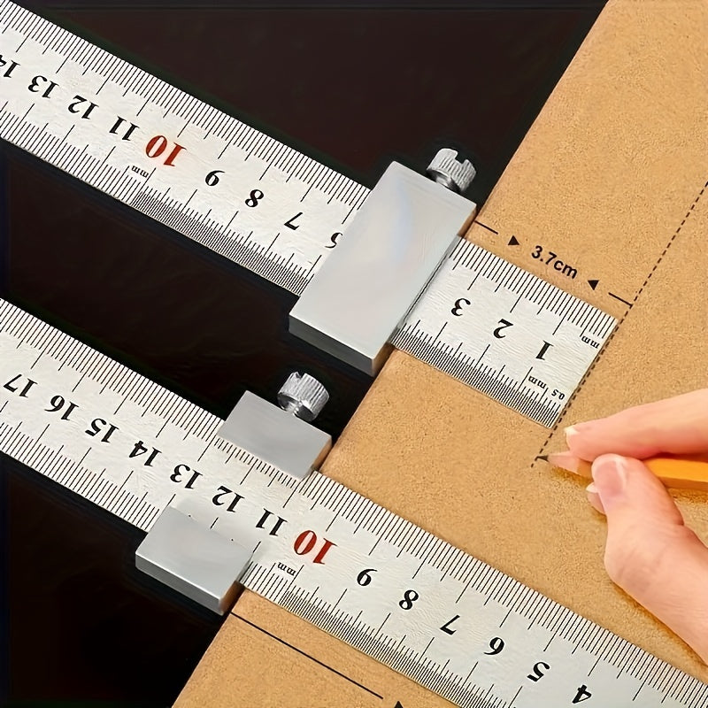 3Pcs Aluminum 15.7-Inch Precision Positioning Rulers Measuring Tools