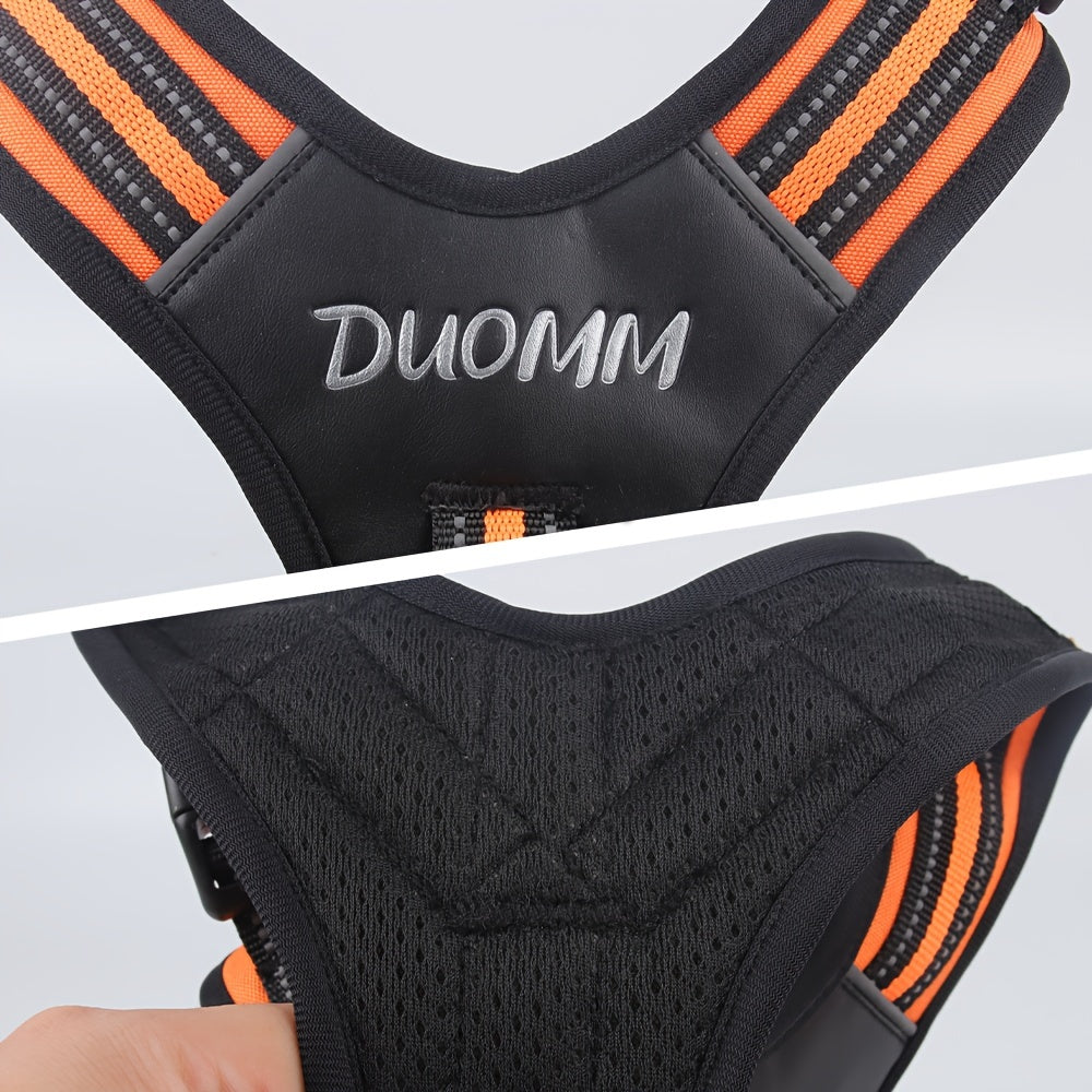 Регулируемый отражающий полиэстеровый ошейник для собак крупных пород с ручкой и D-образным кольцом