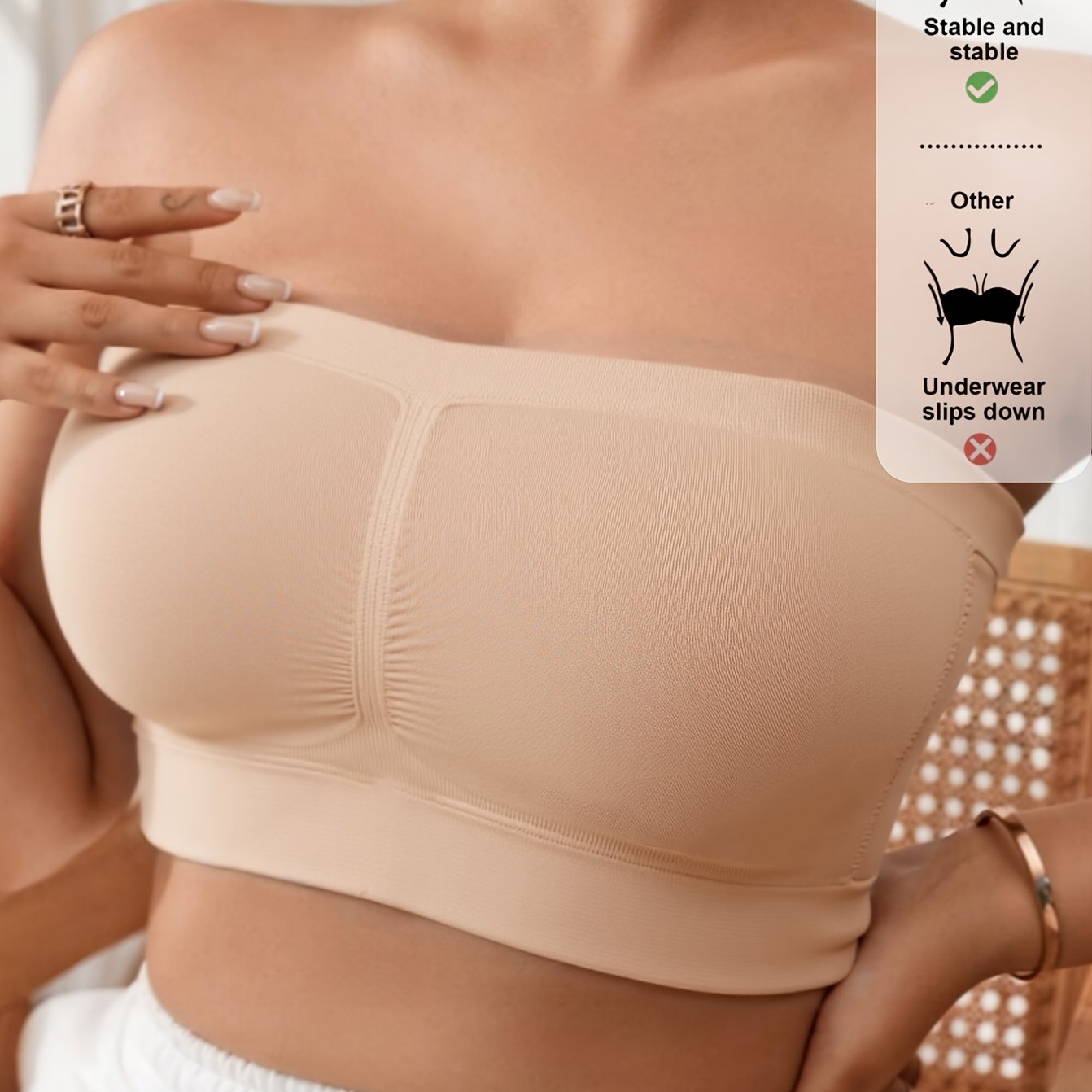 Women's Plus Size Breathable Strapless Sports Bra for Running and Pilates