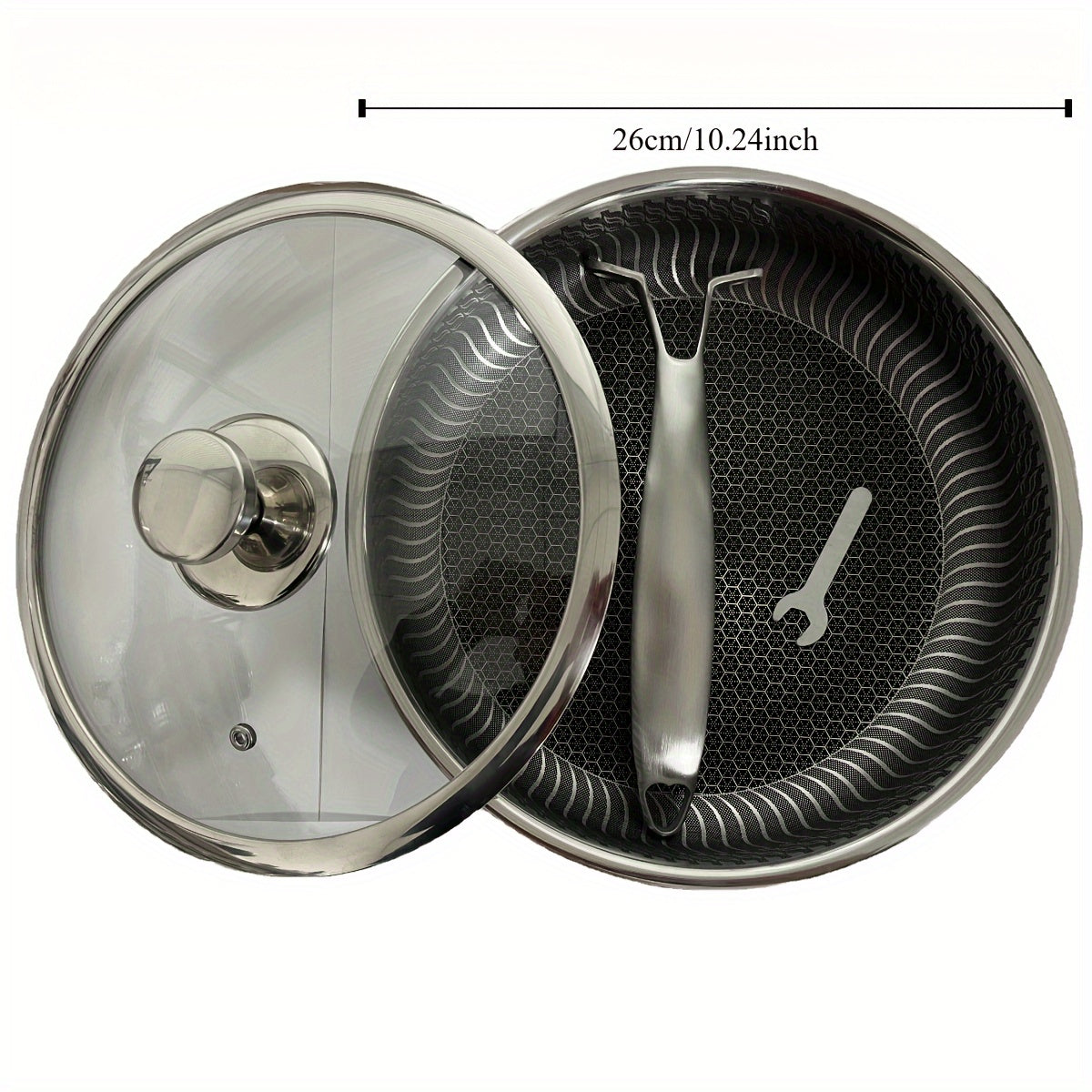 Stainless Steel Frying Pan Non-Stick Coating with Lid for Electric and Gas Stoves