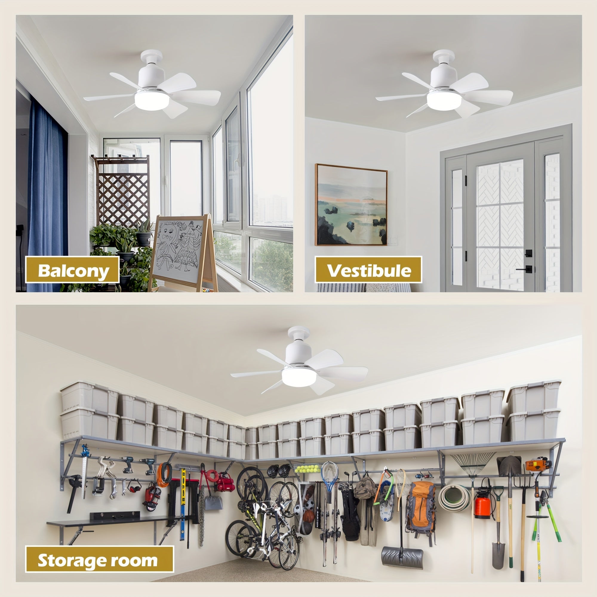 Dimmable Ceiling Fan with Remote Control and E27/E26 Bulb Socket for Indoor Rooms