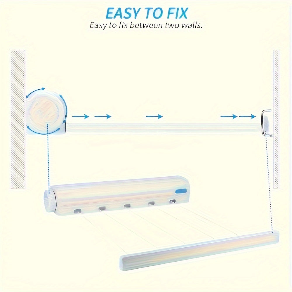 Telescopic Clothes Drying Rack with Spring Mechanism Four or Five Line Clothesline Multi-functional Laundry Towel Drying Rack