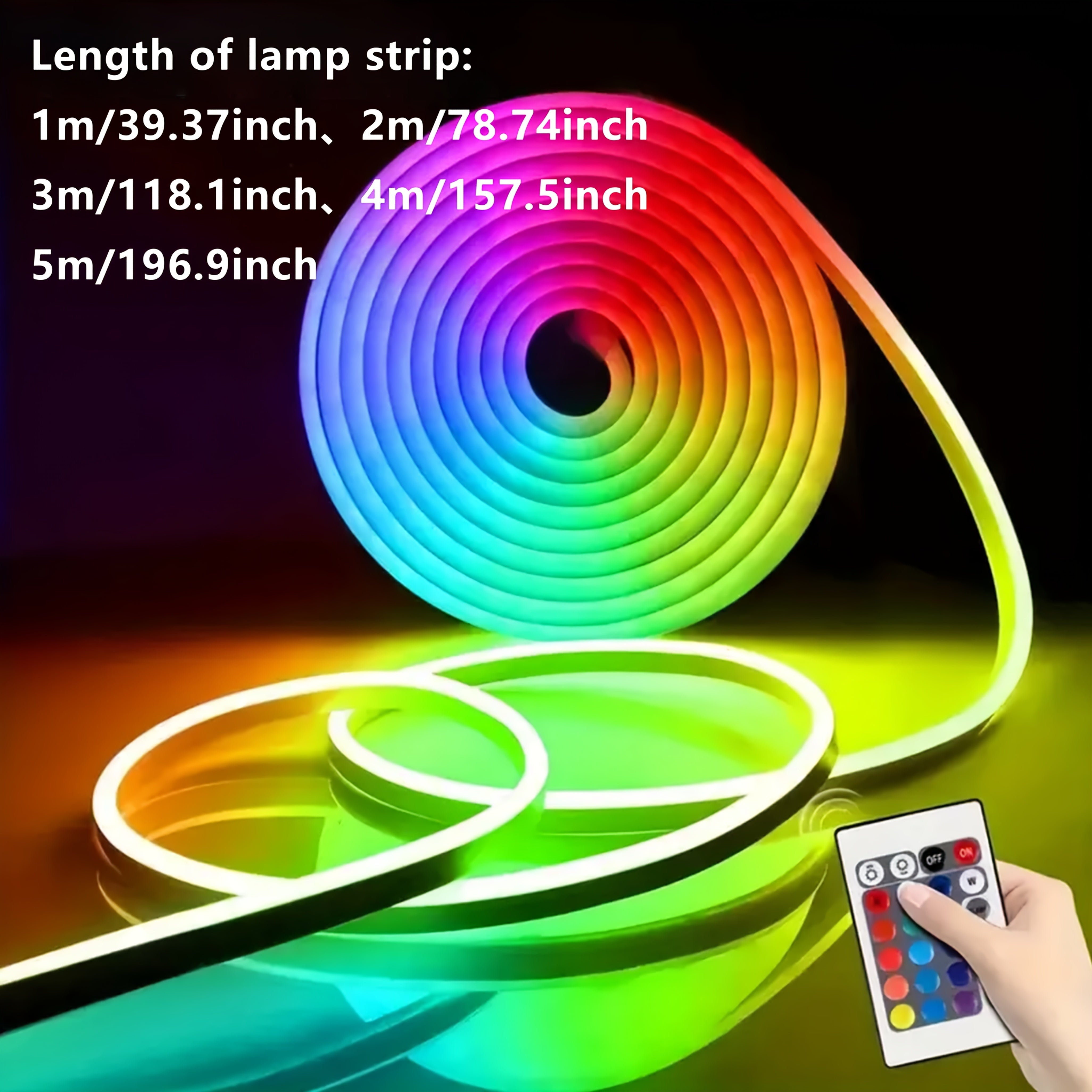 RGB Neon Light Strip USB Powered Remote Control Multicolor for Parties Holidays and Valentine's Day