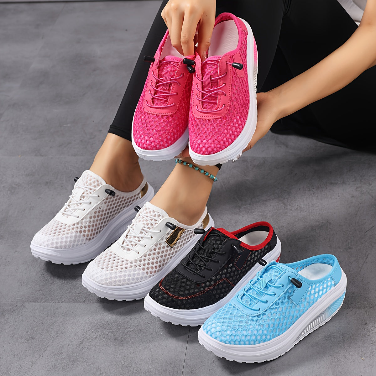 Women’s Breathable Mesh Casual Sneakers Low-Top Slip-On Shoes for All-Season Comfort